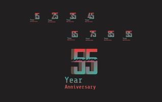 Set Year Anniversary Celebration Rainbow Color Vector Template Design Illustration