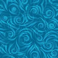 Stock seamless vector pattern of smooth stripes of blue color in the form of spirals and waves on a blue background.