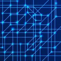 Vector background of bright neon lines with intersection nodes. Data transmission concept of networks and neural networks.