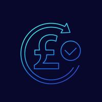 exchange, refund icon with pound, thin line vector