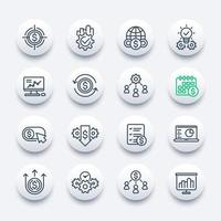 finance and business line icons set vector