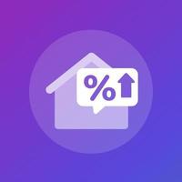 mortgage rate growing icon with house, vector