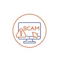 Scam alert, line icon vector