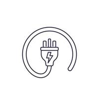 uk electric plug icon, line vector