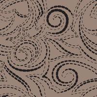 Vector geometric texture in black on a brown background. Spirals and lines of simple shapes pattern for fabrics or paper.