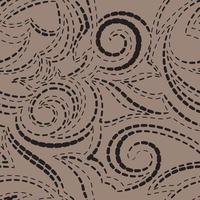 Vector geometric texture in black on a brown background. Spirals and lines of simple shapes pattern for fabrics or paper.