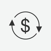 Dollar icon in circle arrow icon. Financial and banking flat design with elements for mobile concepts and web sites vector