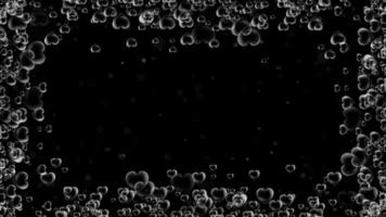 schwebende herzförmige Blasen rahmen Hintergrund ein