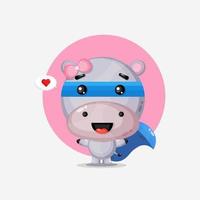 Cute hippo becomes a super hero vector