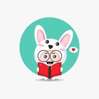 Cute rabbit is reading a book vector