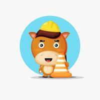 Cute horse works in construction vector