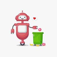 Cute robot is taking out the trash vector