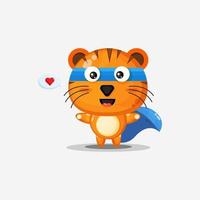 The cute tiger becomes a super hero vector