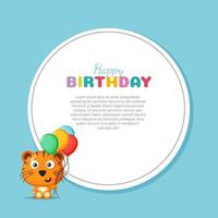 tarjeta de feliz cumpleaños con tigre lindo vector