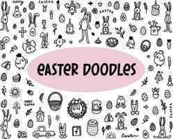 Easter doodles set. Hand-drawn vector illustration in the doodle style.