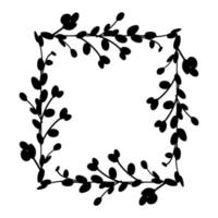 Easter Square frames. Square frame made of willow twigs.Easter wreath made of willow stalks.Vector flat illustration. Design for invitations,printing. Vector illustration