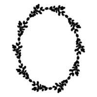 Willow Easter wreath.Oval wreath of willow branches. Vector illustration isolated on a white background. Design for Easter, wedding, spring decor