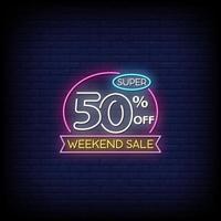 Weekend Sale Neon Signs Style Text Vector