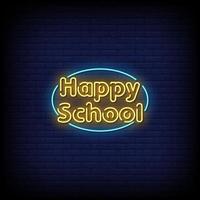 Happy School Neon Signs Style Text Vector