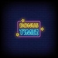 Bonus Time Neon Signs Style Text Vector