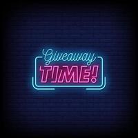Giveaway Time Neon Signs Style Text Vector
