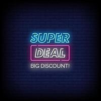 Super Deal Neon Signs Style Text Vector