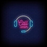 Call Center Neon Signs Style Text Vector