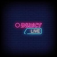 Direct Live Neon Signs Style Text Vector