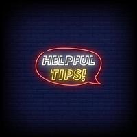 Helpful Tips Neon Signs Style Text Vector