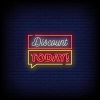 Discount Today Neon Signs Style Text Vector