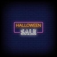 Halloween Sale Neon Signs Style Text Vector