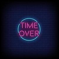 Time Over Neon Signs Style Text Vector