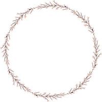 Willow wreath. Round frame made of willow twigs. Easter wreath made of willow stalks.Vector flat illustration isolated on a white background vector