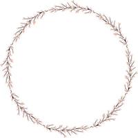 Willow wreath. Round frame made of willow twigs. Easter wreath made of willow stalks.Vector flat illustration isolated on a white background vector