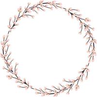 Willow wreath. Round frame made of willow twigs. Easter wreath made of willow stalks.Vector flat illustration isolated on a white background vector