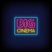 Big Cinema Neon Signs Style Text Vector