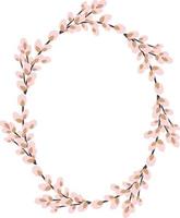 Oval wreath of willow. Willow wreath.Easter wreath made of willow stalks.Vector flat illustration isolated on a white background. Design for invitations, postcards, printing. vector