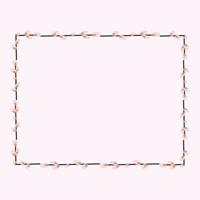 Rectangular frame with willow twigs. vector