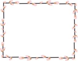 Rectangular frame with willow twigs. vector