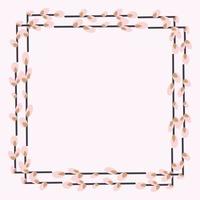 Rectangular frame with willow twigs. vector