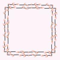 Rectangular frame with willow twigs. vector