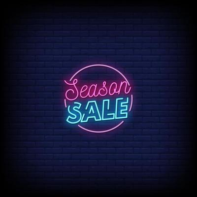 Season Sale Neon Signs Style Text Vector