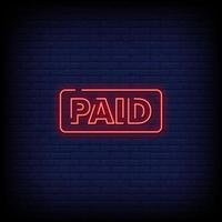 Paid Neon Signs Style Text Vector