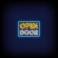 Open Door Neon Signs Style Text Vector