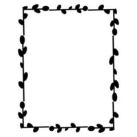 Rectangular floral frame. Vector flat illustration isolated on a white background. Design for invitations, postcards, printing