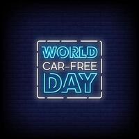 World Car Free Day Neon Signs Style Text Vector