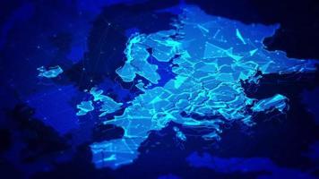 Fondo de mapa de Europa digital abstracto con red plexus video