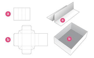 Rectangular tray with insert partition die cut template vector