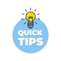 Quick tips with light bulb icon. vector