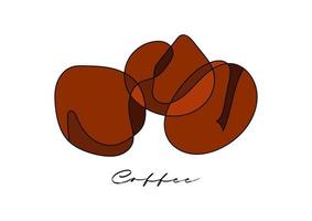 One continuous line drawing whole healthy organic coffee bean. Modern single line draw design graphic vector.